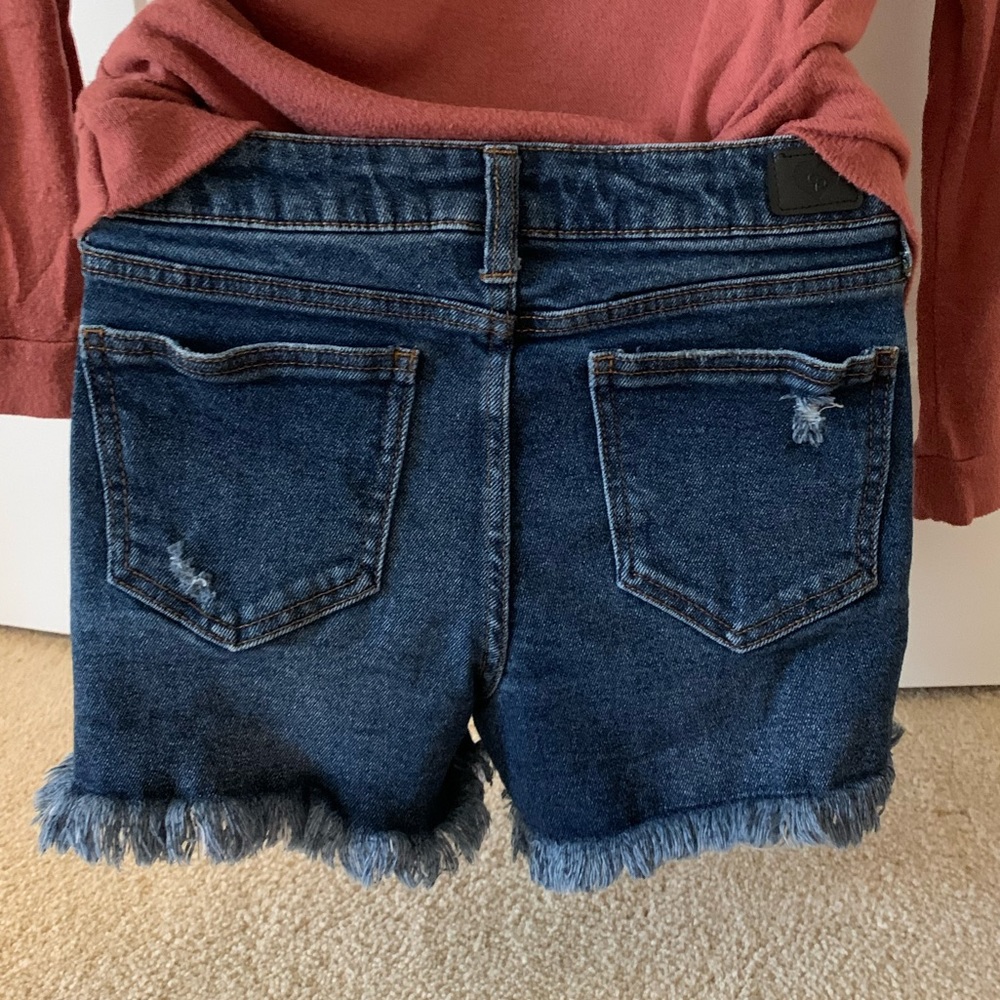 Celebrity Pink High Rise Button Fly Ripped Denim Shorts - Picture 3 of 4